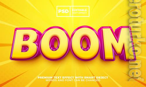 Boom cartoon 3d editable text effect style premium psd Boom cartoon 3d editable text effect style premium psd
