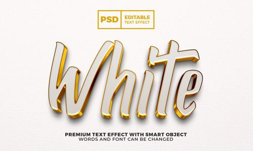 Elegant white gold luxury 3d editable text effect premium psd