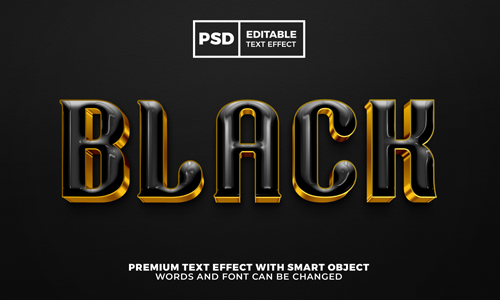 Black gold elegant luxury 3d editable text effect premkum psd