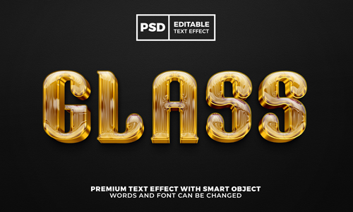 Gold glass elegant luxury 3d editable text effect psd