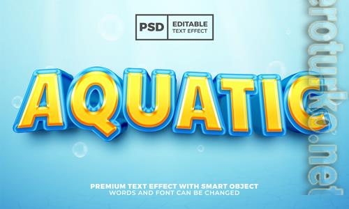 Aquatic cartoon 3d editable text effect premium psd Aquatic cartoon 3d editable text effect premium psd