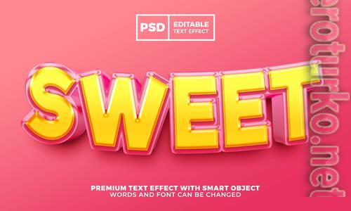 Sweet 3d editable text effect premium psd
