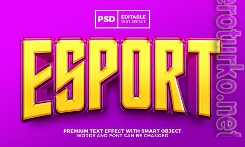 Esport team yellow purple logo template 3d editable text effect premium psd