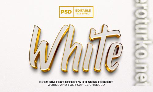 Elegant white gold luxury 3d editable text effect premium psd