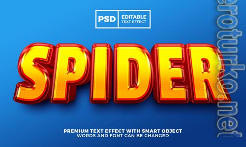 Spider super hero 3d editable text effect style premium psd