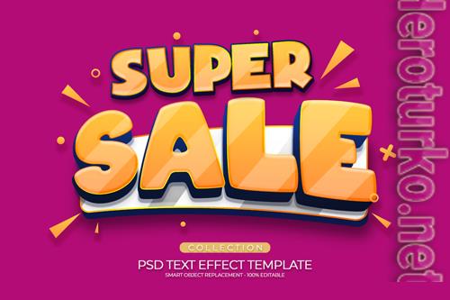 Super sale 3d text effect custom template with red and yellow orange color background premium psd