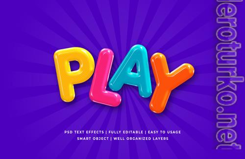 Play cartoon 3d text style effect premium psd
