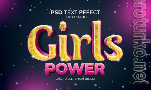 Girls power text effect premium psd