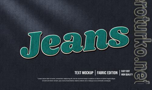 Jeans 3d text style effect template premium psd