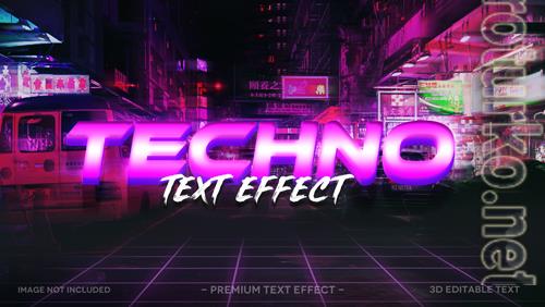 Techno 3d text effect mockup template premium psd