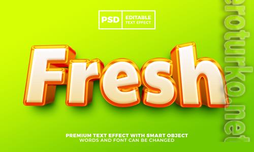 Fresh orange 3d editable text effect style premium psd