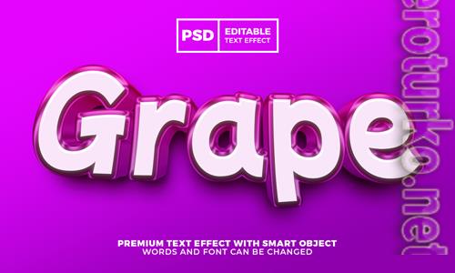 Grape friuts 3d editable text effect style premium psd