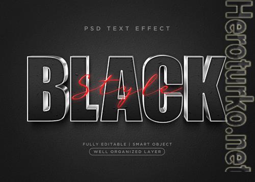 3d black style text effect psd