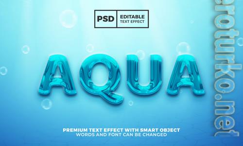 Aqua mater 3d editable text effect psd