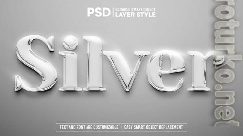 Shiny smooth silver with flare editable smart object layer text effect mockup psd