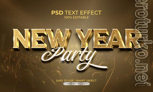 New year party text effect psd