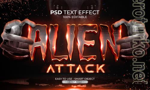 Alien attack text effect psd