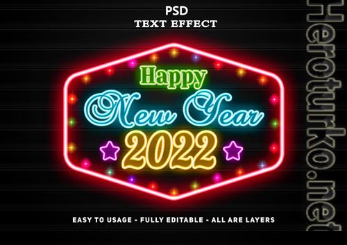 2022 happy new year neon text effect psd