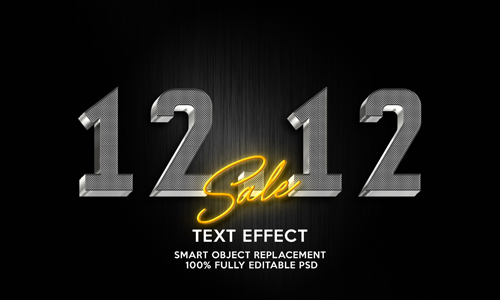 12 12 text effect template psd