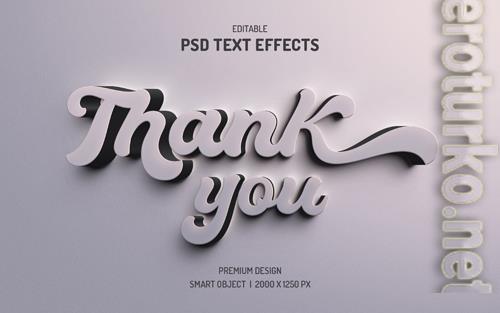 Editable 3d thank you text effect psd Editable 3d thank you text effect psd