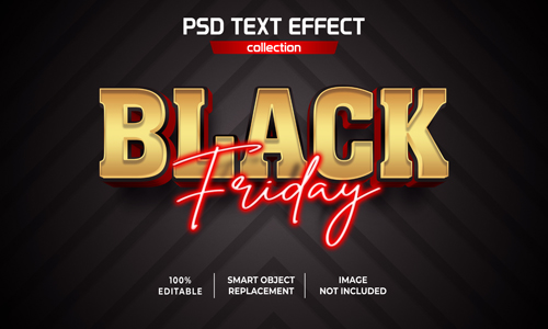 Black friday gold red neon text effect psd