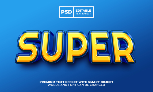 Super hero 3d editable text effect style premium psd