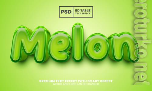 Fresh melon 3d editable text effect style premium psd