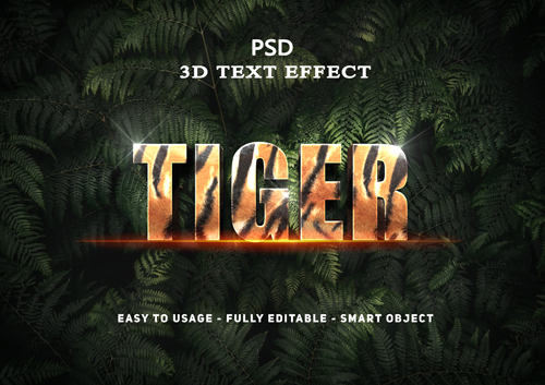 3d tiger text style effect psd