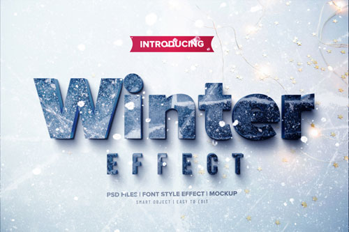 Bold winter premium font effect psd