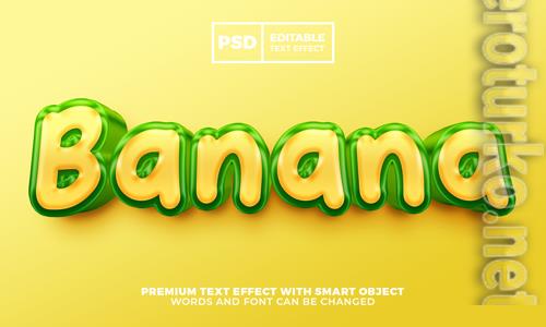 Fresh banana 3d editable text effect style premium psd
