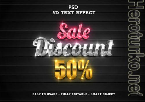 3d sale discount text style effect psd
