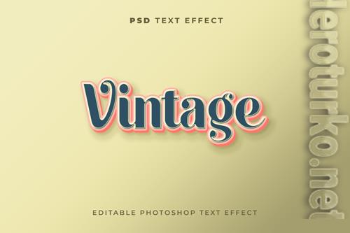 Vintage text effect template dark blue color premium psd