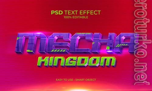 Purple mecha kingdom text effect premium psd