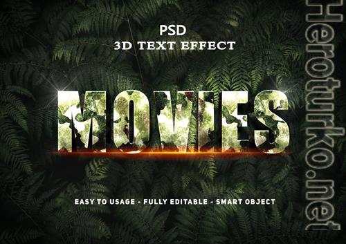 3d movies text effect psd