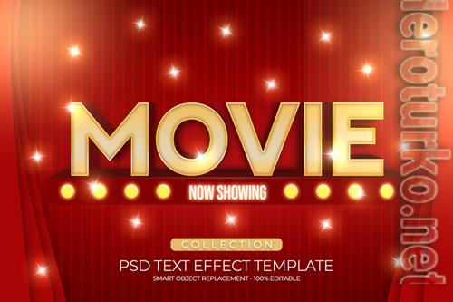 Movie text effect 3d template shiny with curtains red color editbale fully premium psd Movie text effect 3d template shiny with curtains red color editbale fully premium psd