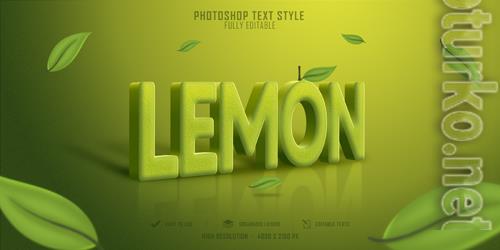 Lemon fruit 3d text style effect template premium psd