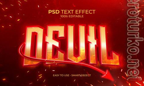 Red devil text effect premium psd