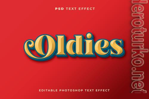 3d oldies text effect template with vintage style premium psd