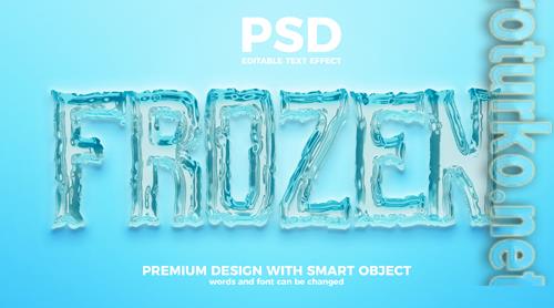 Frozen ice 3d editable text effect premium psd