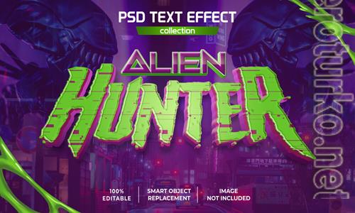 Alien hunter game text effect psd Alien hunter game text effect psd