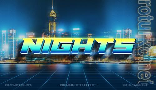 Nights 3d text effect mockup template premium psd