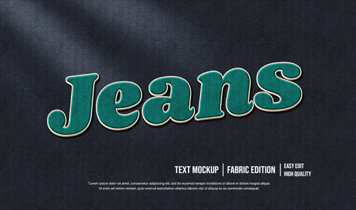 Jeans 3d text style effect template premium psd