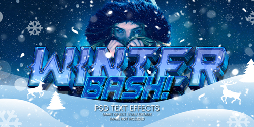 Winter bash text effect psd