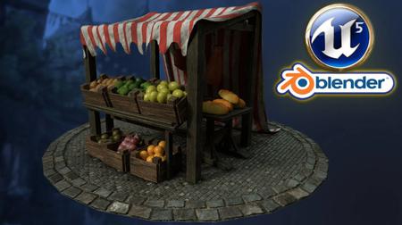 Skillshare - Blender to Unreal Engine 3D Props Medieval Market Stall