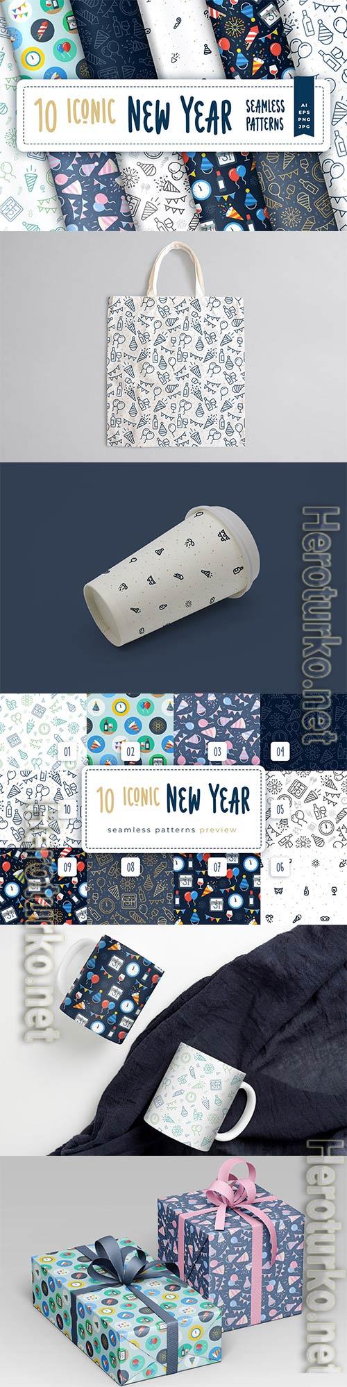 Iconic New Year Seamless Pattern