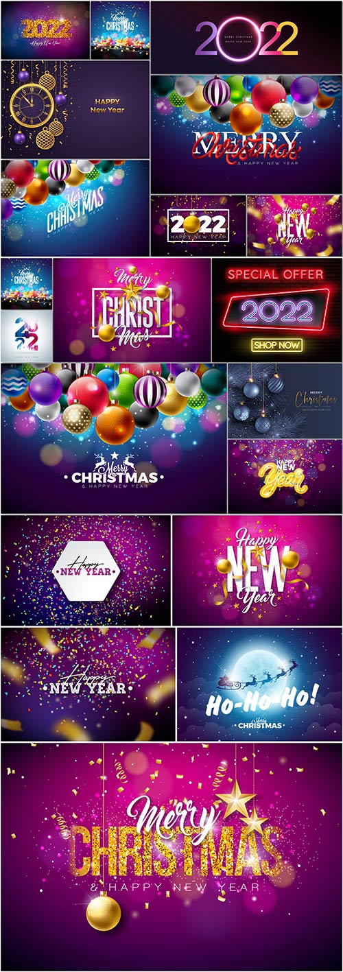 New year poster template vector set design