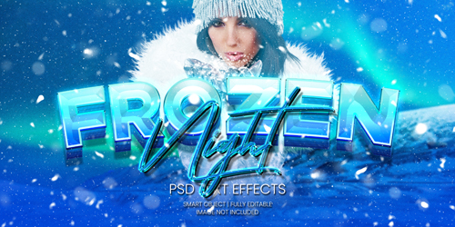 Frozen night text effect psd