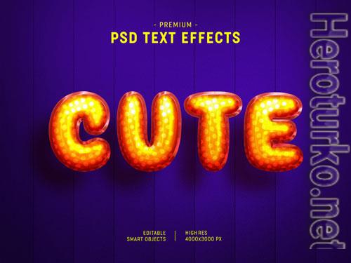 Cute orange valentine balloon text style effect on dark purple psd