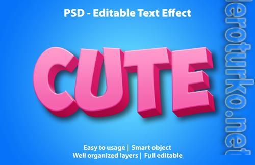 Text effect cute template psd design