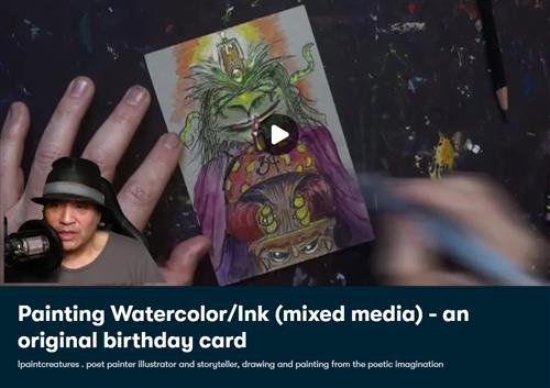 Painting Watercolor/Ink (Mixed Media) - An Original Birthday Card!
